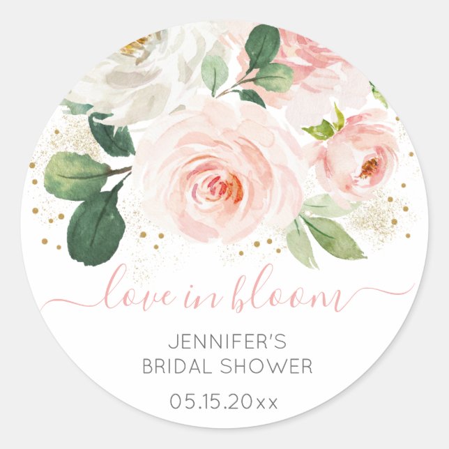 Sticker Rond Lavande Rose Or Fleurs Mariage (Devant)