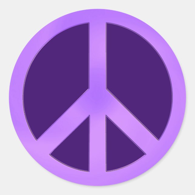 Sticker Rond Lavande sur signe de paix violet foncé (Devant)