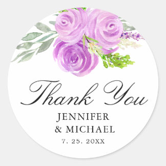 Sticker Rond Lavande violet Mariage Merci Favoriser