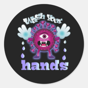 Sticker Rond Lave-toi les mains