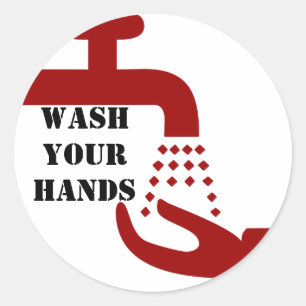 Sticker Rond Lave-toi les mains