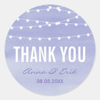 Sticker Rond Lavender Aquarelle Chaîne Lumières Merci