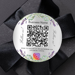 Sticker Rond Lavender argent floral entreprise qr code instagra