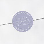 Sticker Rond Lavender Elegant Wedding Adresse de retour<br><div class="desc">Étiquette noire et blanche avec vos noms et adresse de retour.</div>