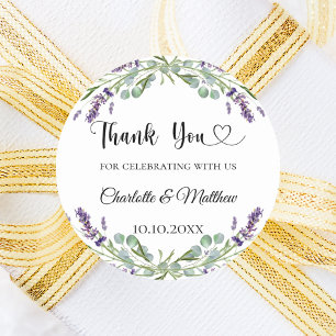 Sticker Rond Lavender eucalyptus mariage merci