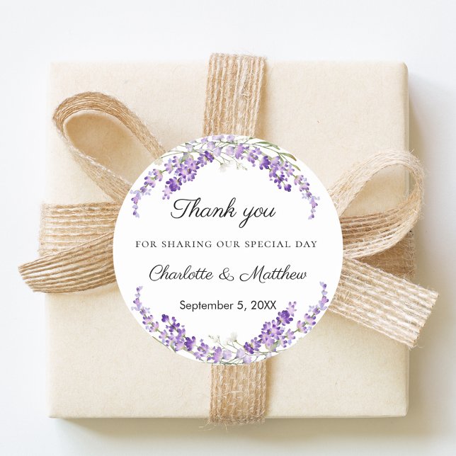 Sticker Rond Lavender eucalyptus wedding thank you (Créateur téléchargé)