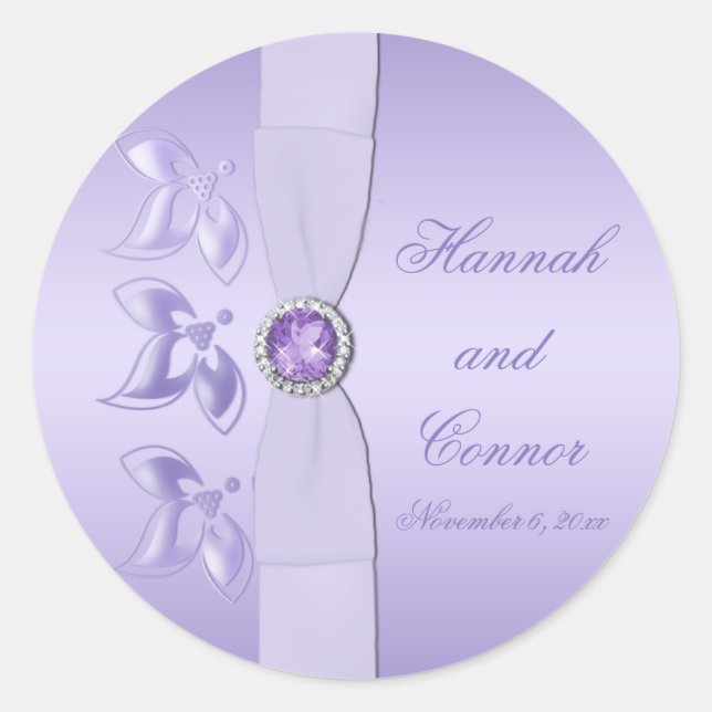Sticker rond Lavender Floral Jewal 1,5" (Devant)