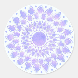 Sticker Rond Lavender Lotus Floral Mandala