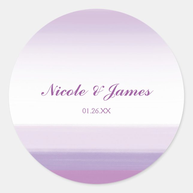 Sticker Rond Lavender Purple Aquarelle Mariage Favoriser Sticke (Devant)
