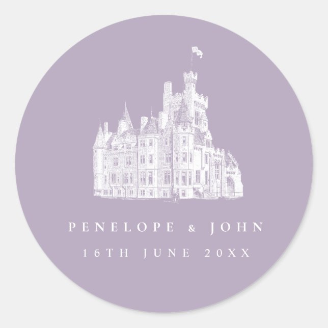 Sticker Rond Lavender Vintage Castle Destination Wedding (Devant)