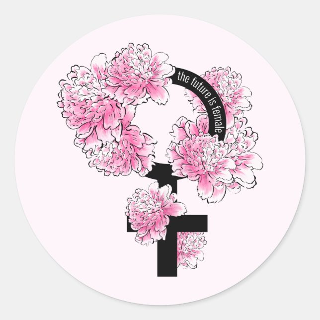 Sticker Rond L'avenir est féminin (Devant)