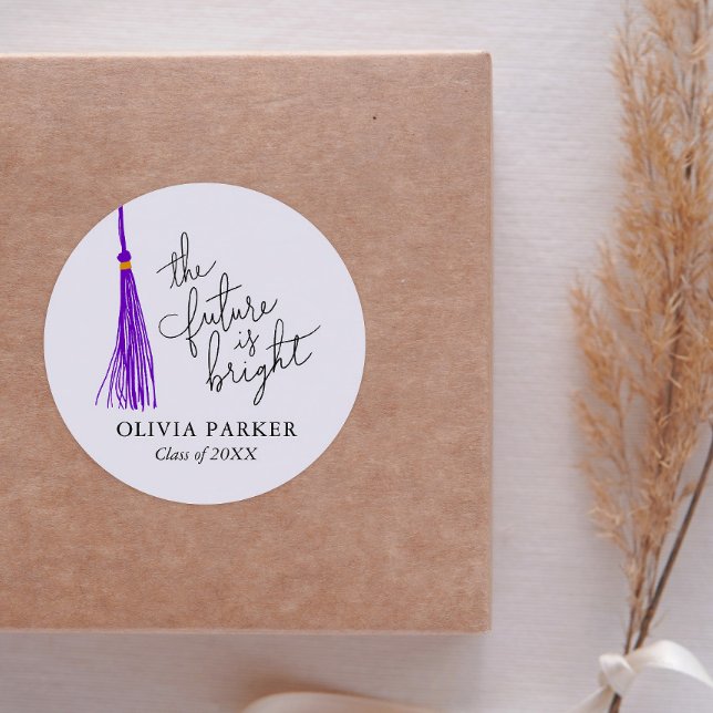 Sticker Rond L'Avenir Est Un Bon Graduation Purple Tassel (Créateur téléchargé)