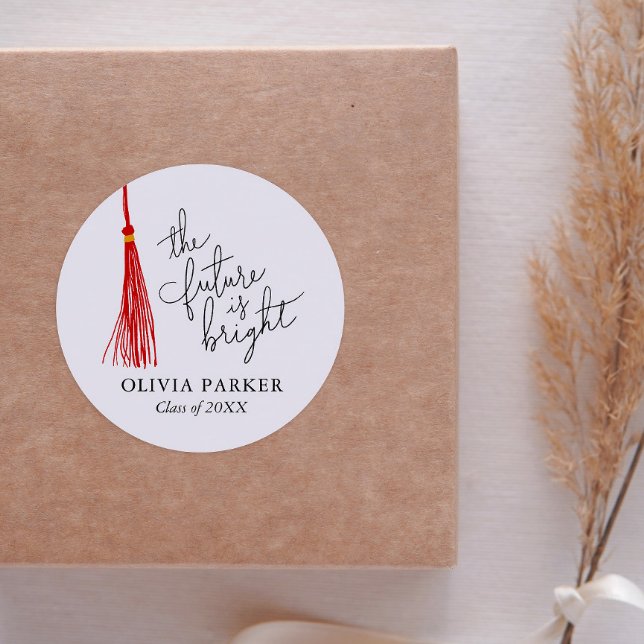 Sticker Rond L'Avenir Est Un Bon Graduation Red Tassel (Créateur téléchargé)