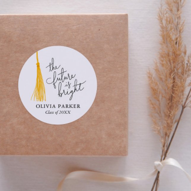 Sticker Rond L'Avenir Est Un Bon Graduation Tassel Jaune (Créateur téléchargé)