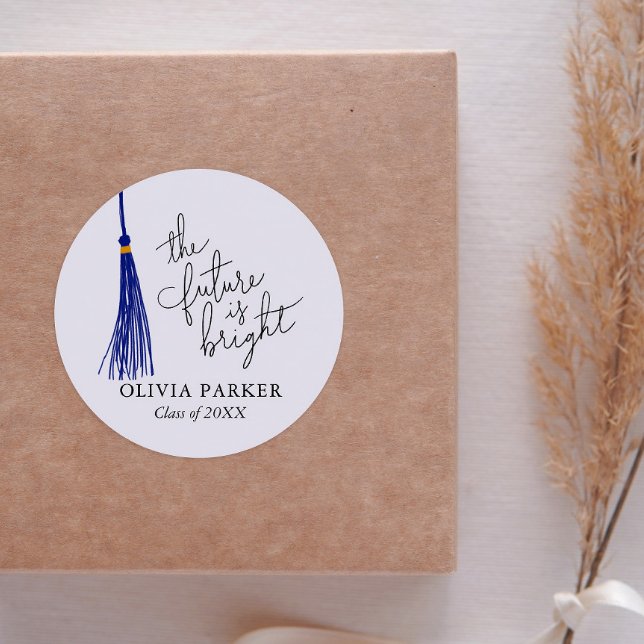 Sticker Rond L'Avenir Est Une Citation Lumineuse Graduation Blu (Créateur téléchargé)