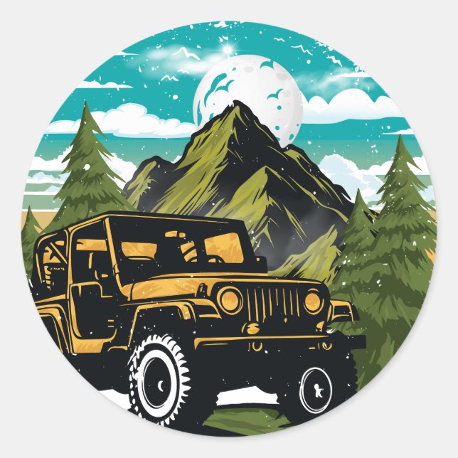 Sticker Rond L'aventure attend le mode vacances (Devant)