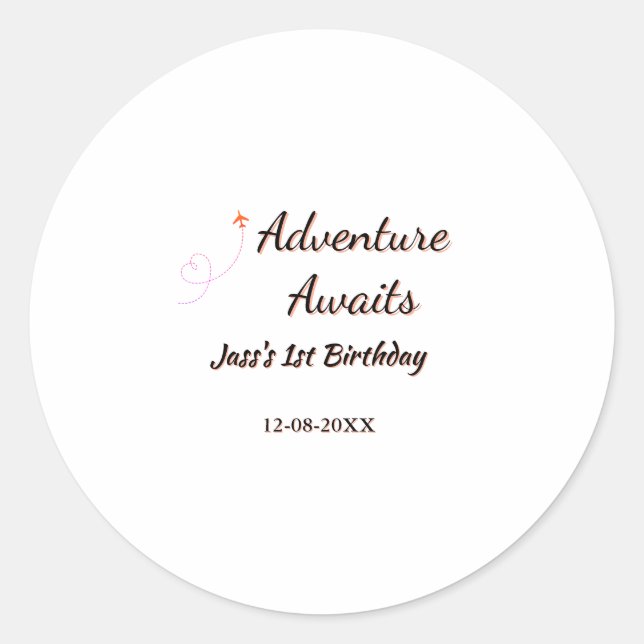 Sticker Rond L'aventure attend planificateur de date de nom d'a (Devant)