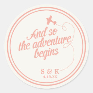 Sticker Rond L'aventure commence   Mariage de destination - Ros