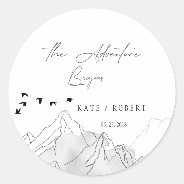 Sticker Rond L'aventure commence moderne (Devant)