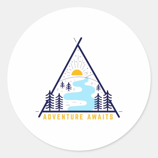 Sticker Rond L'aventure du camping (Devant)
