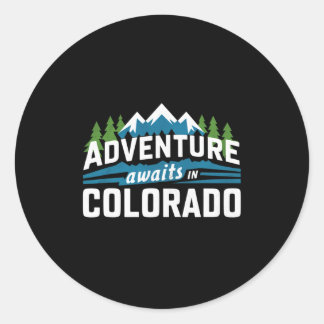 Sticker Rond L'aventure du Colorado attend la randonnée dans le