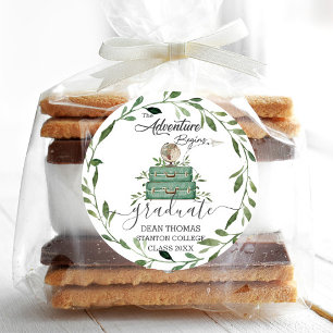 Sticker Rond L'aventure verte commence le voyage Graduation Fav