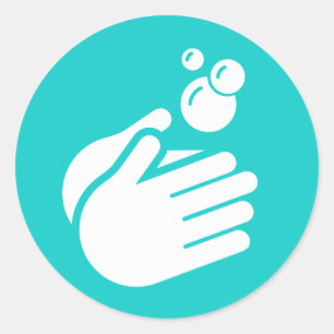 Sticker Rond Laver les mains - Laver le coronavirus et la gripp