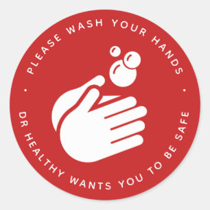 Sticker Rond Lavez-vous les mains - Lave-mains Hygiène et gripp