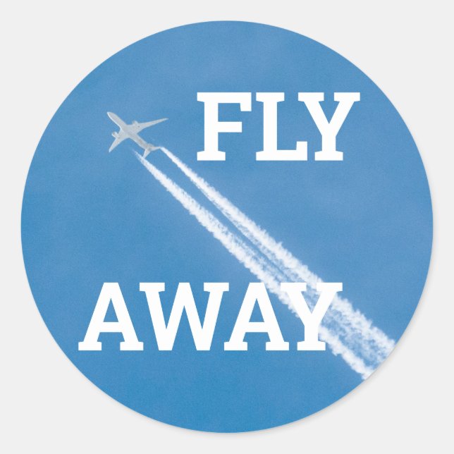 Sticker Rond L'avion vole dans le ciel bleu (Devant)