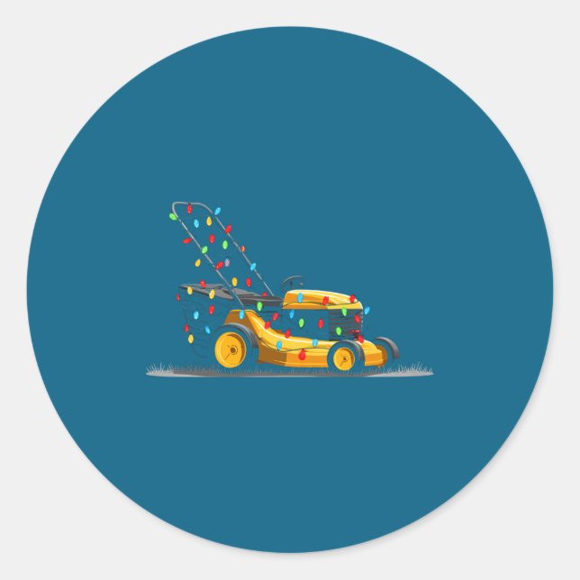 Sticker Rond Lawn Mower Christmas Graphics Lights Lover Mowing  (Devant)