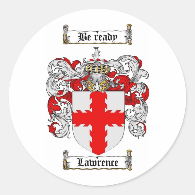 STICKER ROND LAWRENCE FAMILLE CREST - LAWRENCE COAT D'ARMES (Devant)