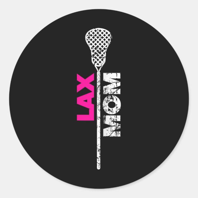 Sticker Rond Lax Mom Lacrosse rose Accent (Devant)