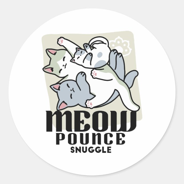 Sticker Rond Laze Furr Days - Cute Lazy Cats Design (Devant)