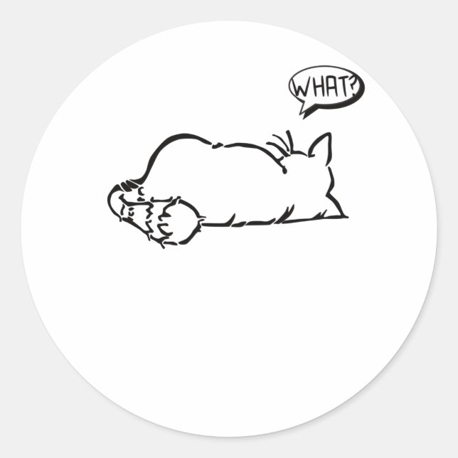 Sticker Rond Lazy Cat - Quoi ? - Chats (Devant)