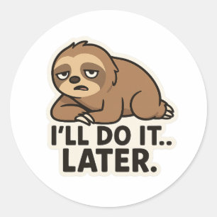 Sticker Rond Lazy Teddy bear