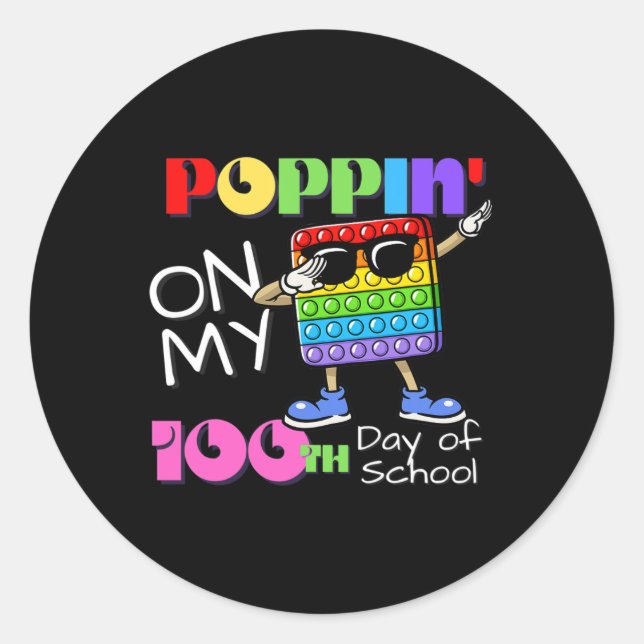 Sticker Rond Le 100e Jour De L'École Cute Fidget Toy Cartoon (Devant)