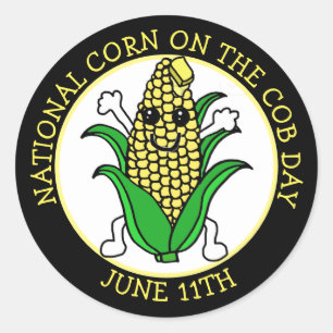 Sticker Rond Le 11 juin est le Corn National sur la Cob Day Cla