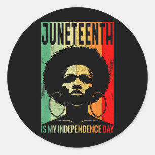 Sticker Rond Le 11° juin est ma fête nationale Afro Femme libér