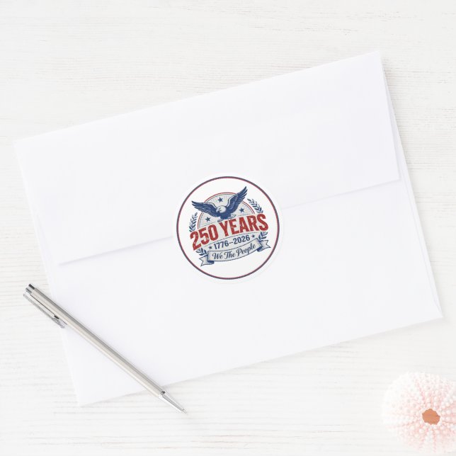 Sticker Rond Le 250e anniversaire de l'Amérique (Enveloppe)