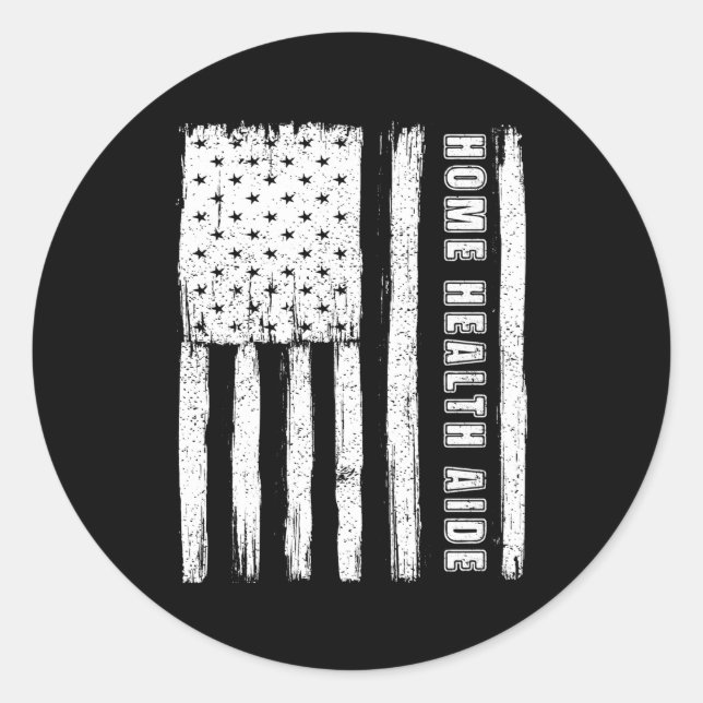Sticker Rond Le 4 Juillet Pour American Flag Home Health Aide (Devant)