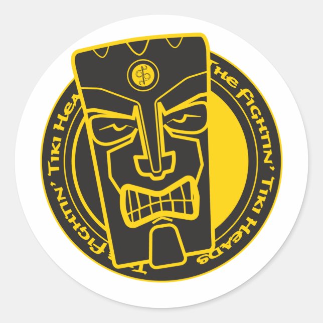 Sticker Rond Le B&Y Fightin' Tiki Heads (Devant)