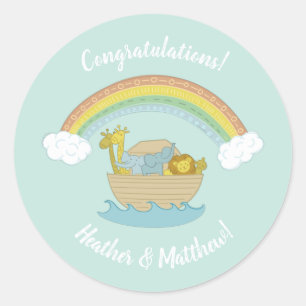 Sticker Rond Le Baby shower Ark Boho de Noah