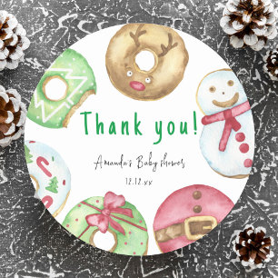 Sticker Rond Le baby shower de Merci des beignets de Noël