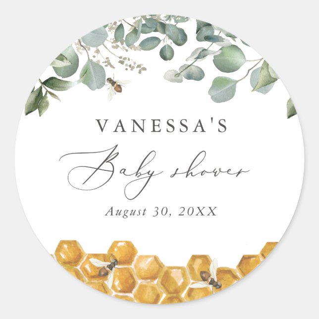 Sticker Rond Le Baby shower de verdure Can Bee (Devant)