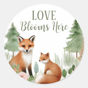 Sticker Rond Le Baby shower des animaux des bois