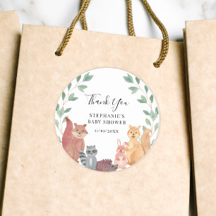 Sticker Rond Le Baby shower des animaux des bois