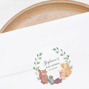 Sticker Rond Le Baby shower des animaux des bois