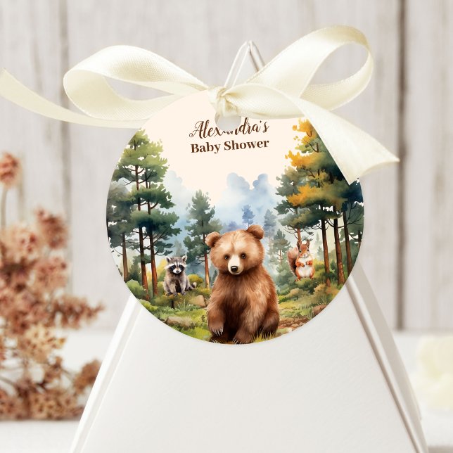 Sticker Rond Le Baby shower des animaux des bois (Créateur téléchargé)