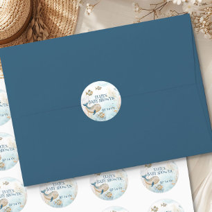 Sticker Rond Le Baby shower des baleines sous la mer