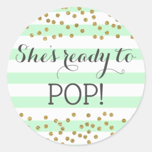 Sticker Rond Le baby shower en bon état d'or vert arrosent pr